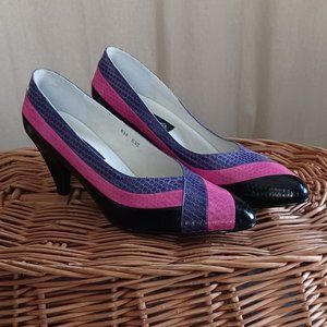 Vintage Lee Sands Geometric Snakeskin pumps size 6.5